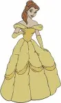 Beauty And The Beast Belle Yellow Ballgown Elegant Sitting And Standing Poses - Filled Embroidery Design - 1059
