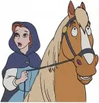 Beauty And The Beast Belle Portraits Blue Dress And Winter Outfit With Philippe - Filled Embroidery Design - 1073