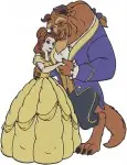 Beauty And The Beast Belle Yellow Ballgown Dancing With Beast Romantic Couples - Filled Embroidery Design - 1084