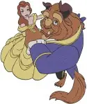 Beauty And The Beast Belle Yellow Ballgown Dancing With Beast Romantic Couples - Filled Embroidery Design - 1085