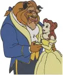 Beauty And The Beast Belle Yellow Ballgown Dancing With Beast Romantic Couples - Filled Embroidery Design - 1086