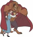 Beauty And The Beast Belle And Beast Dramatic Romantic Poses Embraces Close Ups - Filled Embroidery Design - 1091