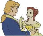 Beauty And The Beast Belle And Beast Interactions Belle Green Dress Yellow Ballgown - Filled Embroidery Design - 1096