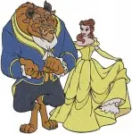 Beauty And The Beast Belle And Beast Interactions Belle Green Dress Yellow Ballgown - Filled Embroidery Design - 1098