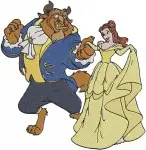Beauty And The Beast Belle Yellow Ballgown And Beast Classic Dance Various Poses - Filled Embroidery Design - 1099