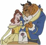 Beauty And The Beast Belle Yellow Ballgown And Beast Classic Dance Various Poses - Filled Embroidery Design - 1101