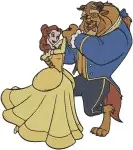 Beauty And The Beast Belle Yellow Ballgown Beast Dancing Close Up And Full Body - Filled Embroidery Design - 1105
