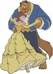 Beauty And The Beast Belle Yellow Ballgown Beast Dancing Close Up And Full Body - Filled Embroidery Design - 1106