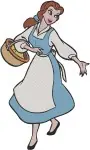 Disney Beauty Beast Belle In Blue Dress Reading Sitting With Stack Of Books Designs - Filled Embroidery Design - 960