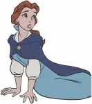 Disney Beauty Beast Belle With Magic Mirror Pink Hooded Cloak Red Ballgown Set - Filled Embroidery Design - 972