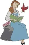 Beauty And The Beast Belle Pink Dress Blue Dress Portrait Green Dress Standing - Filled Embroidery Design - 982