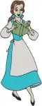 Beauty And The Beast Belle Pink Dress Blue Dress Portrait Green Dress Standing - Filled Embroidery Design - 983