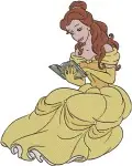 Beauty And The Beast Belle Pink Dress Blue Dress Basket Bread Surprised Poses - Filled Embroidery Design - 987