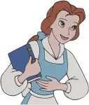 Beauty And The Beast Belle Pink Dress Blue Dress Basket Bread Surprised Poses - Filled Embroidery Design - 989