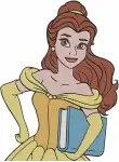 Beauty And The Beast Belle Blue Village Dress Reading Daydreaming Portraits - Filled Embroidery Design - 990