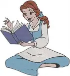 Beauty And The Beast Belle Blue Village Dress Reading Daydreaming Portraits - Filled Embroidery Design - 993