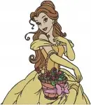 Beauty And The Beast Belle Blue Dress Portraits With Lumiere Yellow Ballgown Bust - Filled Embroidery Design - 997