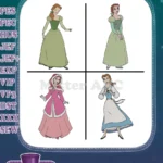 Disney Beauty Beast Belle Pink Gown Climbing Ladder Blue Dress Castle Life Bundle - Filled Embroidery Design - Instant Download