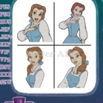 Disney Beauty Beast Belle Blue Ballgown Pink Dress Winter Cloak Various Outfits Collection - Filled Embroidery Design - Instant Download