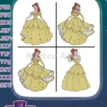 Beauty And The Beast Belle Classic Yellow Ballgown Assortment Of Elegant Poses - Filled Embroidery Design - Instant Download
