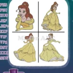Beauty And The Beast Belle Yellow Ballgown Collection Portraits And Graceful Stances - Filled Embroidery Design - Instant Download