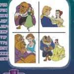 Beauty And The Beast Belle And Beast Interactions Belle Green Dress Yellow Ballgown - Filled Embroidery Design - Instant Download