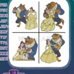 Beauty And The Beast Belle Yellow Ballgown And Beast Classic Dance Various Poses - Filled Embroidery Design - Instant Download
