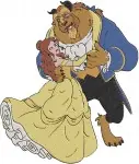 Disney Beauty Beast Belle Beast Ballroom Dance Yellow Gown Blue Suit Romantic Bundle - Filled Embroidery Design - 1107