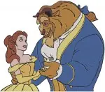Disney Beauty Beast Belle Beast Ballroom Dance Yellow Gown Blue Suit Romantic Bundle - Filled Embroidery Design - 1108