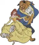 Disney Beauty Beast Belle Beast Holding Princess With Rose Loving Embrace Set - Filled Embroidery Design - 1112