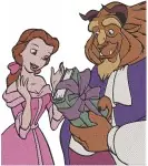 Disney Beauty Beast Belle Beast Reading Book Prince Adam Shared Moments - Filled Embroidery Design - 1119