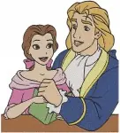 Disney Beauty Beast Belle Beast Reading Book Prince Adam Shared Moments - Filled Embroidery Design - 1120