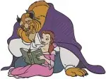Disney Beauty Beast Belle Beast Reading Book Prince Adam Shared Moments - Filled Embroidery Design - 1121