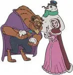 Disney Beauty Beast Belle Pitchfork Beast Wedding Scenes Prince Adam Marriage - Filled Embroidery Design - 1124