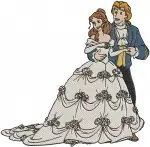 Disney Beauty Beast Belle Pitchfork Beast Wedding Scenes Prince Adam Marriage - Filled Embroidery Design - 1125