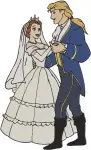 Disney Beauty Beast Prince Adam Belle Wedding Dance Beast Belle Picnic Romantic Designs - Filled Embroidery Design - 1128