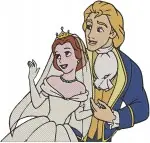 Disney Beauty Beast Prince Adam Belle Wedding Dance Beast Belle Picnic Romantic Designs - Filled Embroidery Design - 1129