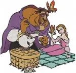 Disney Beauty Beast Prince Adam Belle Wedding Dance Beast Belle Picnic Romantic Designs - Filled Embroidery Design - 1130