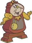 Disney Beauty Beast Cogsworth Clock Standing Gesturing Animated Object Poses - Filled Embroidery Design - 1145