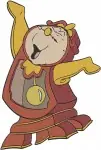 Disney Beauty Beast Cogsworth Clock Marching Surprised Checking Time Poses - Filled Embroidery Design - 1150