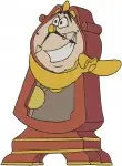 Disney Beauty Beast Cogsworth Clock Marching Surprised Checking Time Poses - Filled Embroidery Design - 1152
