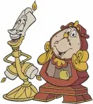 Disney Beauty Beast Cogsworth Lumiere Featherduster Fifi Enchanted Objects Trio Bundle - Filled Embroidery Design - 1161