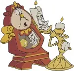 Disney Beauty Beast Cogsworth Lumiere Featherduster Fifi Enchanted Objects Trio Bundle - Filled Embroidery Design - 1162