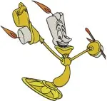 Disney Beauty Beast Human Lumiere Candelabra Form With Bird Charming Poses Collection - Filled Embroidery Design - 1171