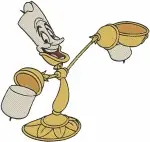 Disney Beauty Beast Lumiere Candelabra Holding Bread Champagne Action Poses - Filled Embroidery Design - 1173