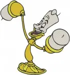 Disney Beauty Beast Lumiere Candelabra Holding Bread Champagne Action Poses - Filled Embroidery Design - 1175