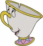 Disney Beauty Beast Chip Teacup Various Angles Looking Up Side View Cute Set - Filled Embroidery Design - 1190