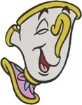 Disney Beauty Beast Chip Teacup Expressive Faces Happy Winking Curious Animated Collection - Filled Embroidery Design - 1197