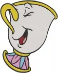 Disney Beauty Beast Chip Teacup Close Ups Jumping Playful Expressions Small - Filled Embroidery Design - 1198