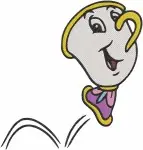 Disney Beauty Beast Chip Teacup Close Ups Jumping Playful Expressions Small - Filled Embroidery Design - 1200